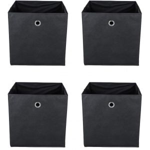 YEMAESRE-Lot De 4 Boîtes De Rangement Pliables En Tissu - 33 X 38 X 33 Cm - Avec Trou Pour Les Doigts - Pour Étagères Ou Armoire, Casier - Noir - Neuf