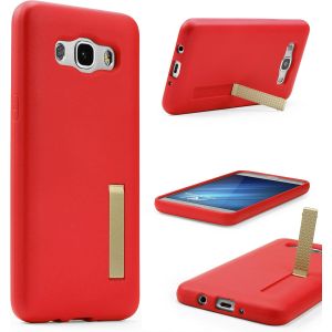 KAL-&reg; Clip Cover - Coque Avec Support | Samsung Galaxy J5 2016 | Tpu Souple Et L&eacute;ger Rouge | Housse Doux Back Case Stand Arri&egrave;re Mince - Neuf