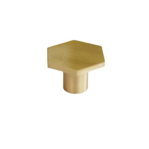 Lot de 4 poignées hexagonales en laiton avec vis pour armoire, tiroir, bureau, porte, meuble, cuivre et or - Neuf
