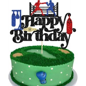 1 Décoration De Gâteau D'anniversaire À Paillettes Pour Boxeur,Salle De Sport,Fête Prénatale,Fête D'anniversaire - Neuf