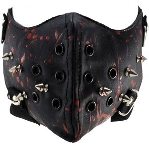 Masque En Cuir Steampunk Biker Homme Demi-Masque Airsoft Vent Cool Punk Rivets Noir Mascarade Masque En Cuir - Neuf