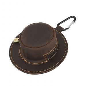 Porte-monnaie en cuir en forme de chapeau de cow-boy, fermeture eclair, porte-cles, pour hommes et femmes, couleur cafe - Neuf