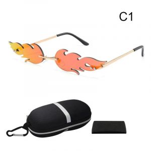 Lunettes De Soleil Sans Cadre De Mode Avec Bo&icirc;te De Rangement Ensemble Lunettes De Soleil Sans Monture Pour Hommes Femmes En Plein Air Rouge - Neuf