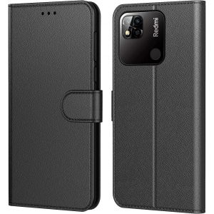ELVORIX-Etui Coque pour Xiaomi Redmi 9C NFC,Plusieurs Couleurs Disponibles, Pochette Protection Etui Housse Premium en Cuir PU,Fermeture Magn&eacute;tique pour (Redmi 9C (6,53 Pouces), Book Noir) - Neuf