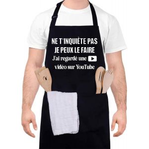 ERYI-Tablier De Cuisine Pour Homme Femme, Tablier De Chef, Étanche Réglables Personnalisé Tablier Avec 2 Poche Pour Cuisine Jardinage Restaurant Barbecue - Neuf