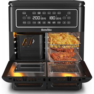 NouvelHorizonstore-friteuse sans huile Flexi Halo | Four friteuse num&eacute;rique | 11 L Air Fryer : 10+ personnes | Frirecuiregrillerr&ocirc;tirr&eacute;chauffer | 2400 W | Noir VDF130X - Neuf