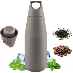 Kalanka-Gourde Isotherme Inox 580ml Marron Bouteille Isotherme Avec &Oslash;39mm Bouchon &Agrave; Vis Sans Bpa Anti Fuite 24h Froid Et 12h Chaud Gourde Metal R&eacute;utilisable Gourde Inox Pour Sport - Neuf