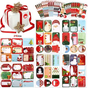 Etiquette Cadeau Noel, 216 Pi&egrave;ces Etiquettes Autocollantes Noel Auto-adh&eacute;sif Etiquette Noel Stickers Etiquette Cadeaux Noel Autocollante pour identifier et D&eacute;coration de Cadeau No&euml;l - Neuf