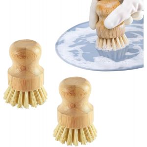 Loranka-Nicklin Brosse Vaisselle En Bois Bambou - 2 Pcs Brosse &Agrave; Paume, Fruits, &Eacute;vier, Champignon - Nettoyage Pour Casseroles, &Eacute;viers De Cuisine - Sisal - Neuf