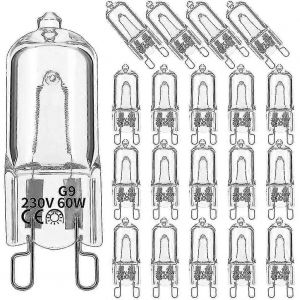Paquet De 20 Ampoules Halog&egrave;nes G9 60w Dimmable Blanc Chaud 2800k Clair Pour Lustres Et Suspensions - Neuf