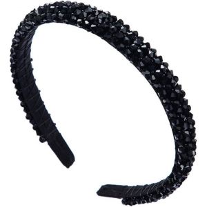 Gjhgf-Serre Tete Mariage,Couronne De Fleurs Pour Cheveux,Bijoux Cheveux Mariage,Serre Tete Fille,Diademe Femme,Diademe Mariage,Bandeau En Cristal Noir, Coiffure De Mari&eacute;e &Eacute;l&eacute;gante - Neuf