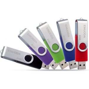 Lot de 5 Cl&eacute; USB 8 Go USB 2.0 Flash Drive Stockage Rotation Disque M&eacute;moire Stick,Couleur Mixte:Rouge Vert Noir Bleu Violet - Neuf