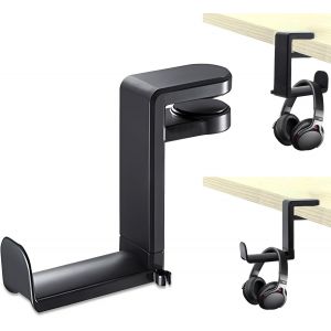 LORANKA-Support Casque Bureau - Porte Casque Gamer Fabriqu&eacute; en ABS Et M&eacute;tal, Stable Et Pas Facile &agrave; Casser, Rotatif &agrave; 360 &deg; Et Peu Encombrant - Convient Aux Bureaux D'ordinateur, Aux Armoires (Noir) - Neuf