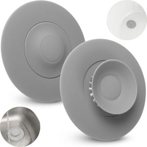 Bouchon d'Écoulement Universel,2 Unités,Ø 11 cm,Gris,Silicone,Filtre Intégré pour Restes de Nourriture et Cheveux,Drains jusqu'à Ø 80 mm pour Évier,Lavabo,Baignoire,Bouchons Filtres de Vidage - Neuf
