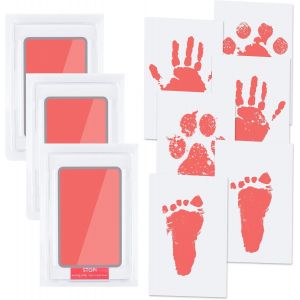 Yemaesre-3pcs Kit Empreinte Pieds Et Mains Bébé, Empreintes Bébé Avec 6 Cartes D'impression, Empreinte Clean Touch Tampons Bébé, Nouveau-Nés Douche Cadeau Bebe Souvenir (Rose) - Neuf