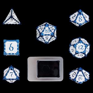 Chenquansarl-Jeu De Dés En Métal, 7 Dés Dnd, Motif Poignard, Bleu Et Blanc - Neuf
