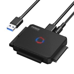 CHENG-IDE et SATA Adaptateur, USB 3.0 to IDE SATA Convertisseur, Adaptateur Disque Dur pour 2.5""/ 3.5"" SATA IDE HDD/SSD, Lecteur Disque Dur Externe avec Alimentation Externe DC 12V - Neuf