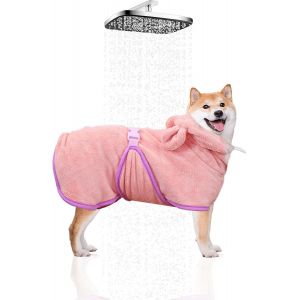 Jgd-Peignoir Pour Chien Peignoir Pour Animaux De Compagnie V&ecirc;tements Pour Chiens Et Chats Avec Capuche Serviette Pour Chien Super Absorbante Et &Agrave; S&eacute;chage Rapide Rose Doux Cinq Tailles (S) - Neuf