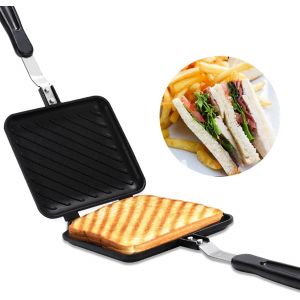 Jexnovashop-Po&ecirc;le &Agrave; Frire Double Face, Po&ecirc;le &Agrave; Sandwich En Alliage D'aluminium, Po&ecirc;le &Agrave; Frire Double Face &Agrave; Fond Plat, Po&ecirc;le &Agrave; Panini Antiadh&eacute;sive Pour Grille-Pain, Omelette De Petit D&eacute;jeuner, Grille - Neuf