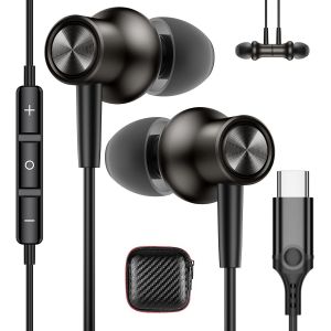 KALANKA-&Eacute;couteurs USB C pour Samsung Galaxy A55 A35 A54 A34 A53 S24 FE S23 &Eacute;couteurs intra-auriculaires avec c&acirc;ble microphone Type C Connexion USB C pour iPhone 16 15 Pro Max iPad Air Pixel 9 8 7 Xia - Neuf