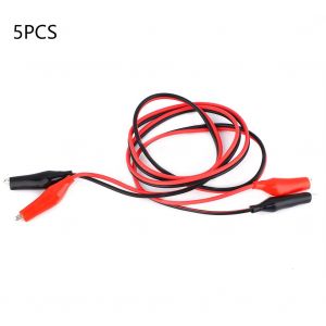 Lot de 5 sondes de test rouges et noires, longueur 1 m, pince crocodile - Neuf