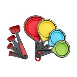 Tasse Doseuse Et Cuillère En Silicone 8 Pièces (Rouge) - Neuf