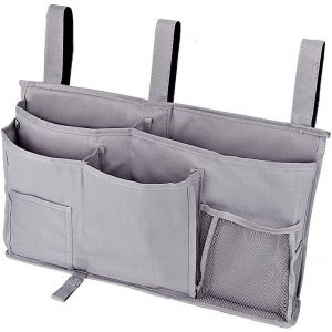 Housse de lit suspendue avec support pour bouteille 29 x 27 x 4,5 cm - organisateur de lit multi-poches en tissu oxford imperméable et résistant pour rangement au-dessus du lit - Neuf