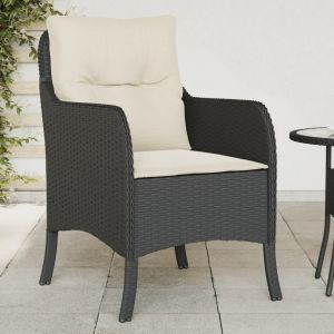 Prolenta Premium - Chaises De Jardin Avec Coussins Lot De 2 Noir R&eacute;sine Tress&eacute;e - Neuf