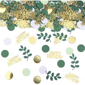 Confettis Happy Birthday - Dor&iquest;&iquest; - Vert - D&iquest;&iquest;coration de table d'anniversaire - Pour femme et homme - Confettis dor&iquest;&iquest;s pour la d&iquest;&iquest;coration - Serpentins - Neuf