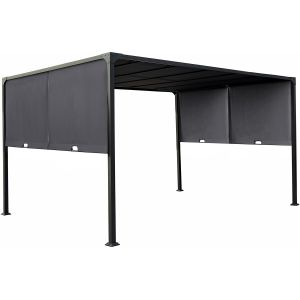 Pergola Avec Toit R&eacute;tractable En M&eacute;tal "Courtenay" - 3 X 4 M - Gris - Neuf