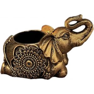 KALANKA-B-Gold Elephant Sculpture Photophore Bougeoir Bonne Chance Cadeau Accessoires Icône - Neuf