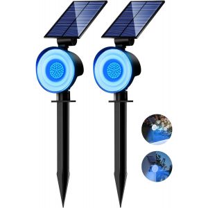 Lampe Solaire Extérieur Jardin Lot De 2, Spot Solaire Exterieur Puissant 53 Led/3 Modes, Étanche Réglable Lumiere Solaire Pour Allée Chemins Murale[Bleu] - Neuf