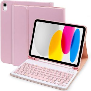 Kalanka-Coque Clavier Pour Ipad 10/11&egrave;me G&eacute;n&eacute;ration (10.9 Pouces 2022/11 Pouces A16 2025)-Azerty Layout Keyboard Magn&eacute;tique Ultra-Coque Clavier Amovible Sans Fil Pour Ipad 11/10 G&eacute;n-Rose - Neuf