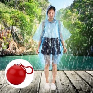 Impermeable Spherique En Plastique Avec Porte-Cles, Impermeable Jetable Et Portable (Rouge) - Neuf