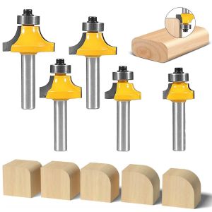 KAL-Lot De 5 Fraises Rondes À Bords Arrondis Avec Tige De 8 Mm, Arrondi Coin Rayon Routeur Bits, Fraises À Défoncer En Carbure Avec Roulement Pour Le Travail Du Bois - Neuf
