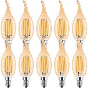 C35 Ampoule E14 Led De Bougie,4w Bougies Led Pour Lustre,2700k Blanc Chaud,4w Remplace Ampoule 35w,350lm,Non Dimmable,Ambre,10 Unité - Neuf