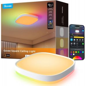 Plafonnier Led, 24w Éclairage De Plafond Intelligent Rgbic, Intensité Variable 2400lm, Compatible Avec Matter Et Alexa, 16 Millions De Couleurs, Pour Salon Cuisine Chambre À Coucher, 30cm, Carré - Neuf