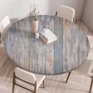 Sjzg-Nappe Ronde 100 Cm Avec Bord Élastique, 3d Impermeable Nappe Anti Tache Exterieur Lavable Nappe De Table Pour Cuisine Jardin (Pour Le Tableau 90-95 Cm) - Neuf