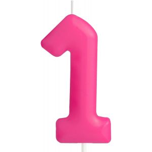 Bougie Chiffre 1 Rose Macaron Pour Premier Anniversaire - Bougies D'anniversaire Rose Vif Pour G&acirc;teau - D&eacute;corations De G&acirc;teau Pour Fille Et Femme[Z3261] - Neuf