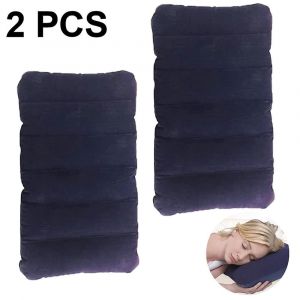 Oreiller de voyage gonflable Bran Flat - Ensemble d'oreillers compacts pour la plage et le camping avec surface floqu&eacute;e douce (2 pi&egrave;ces) - Neuf