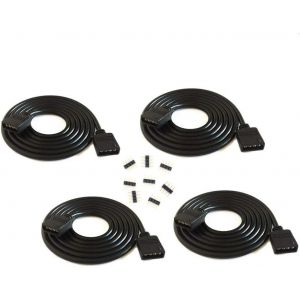Led Rgb-Strip Lot De 4 C&acirc;bles De Rallonge Led 4 Broches Rvb 5050 3528 2835 4 Broches M&acirc;le 4 Broches 4 Broches R&eacute;tro&eacute;clairage Led 4 Broches Et Pour Bande Flexible Rgb 4 Broches Noir 2 M - Neuf