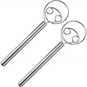 Lot De 2 Fouets &Agrave; P&acirc;te Danois En Acier Inoxydable - Conception &Agrave; Double Crochet Pour Un M&eacute;lange Rapide, Un Nettoyage Facile Et Un Outil De Cuisson Polyvalent - Neuf