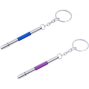 KAL-Lot De 2 Mini Tournevis Pour Lunettes, 4 En 1, Tournevis De Précision, Kit De Réparation De Lunettes, Lunettes De Soleil, Jouets De Réparation Avec Trousseau De Clés, Outil D'Horloger En Alliage - Neuf