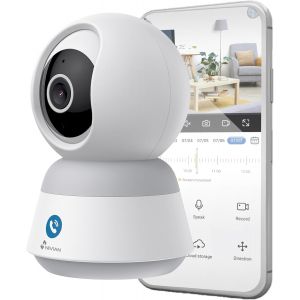 ChenQuanSarl-Caméra De Surveillance Intérieure Dôme 360°, Wifi 4Mp Super Hd, Détection Humaine Ia, Suivi Automatique, Audio Bidirectionnel, Compatible Avec Alexa Et Google Home - Neuf