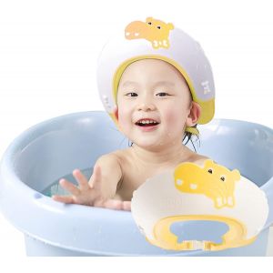 Les Enfants Visière De Bain,Baignoire Pour Bébé De La Pac,Douche Chapeau Pour Les 0 À 9 Ans Enfants,Réglable Visière De Bain Chapeaux De,Protéger Les Enfants Des Yeux Et Des Oreilles (Jaune Hippo) - Neuf