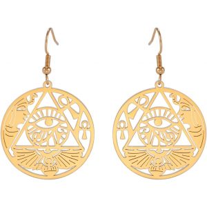 Kal-Boucles D'oreilles Oeil D'horus Pour Femmes En Acier Inoxydable Ancienne Déesse Égyptienne Isis Croissant Ankh Avec Noeud Celtique Boucles D'oreilles Amulette - Neuf