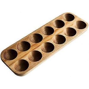 Nouveau produit,2 trous en bois de style japonais Double rangée d'oeufs Boîte de rangement Maison Organisateur Rack Oeufs Porte Cuisine Décor Accessoires - Neuf