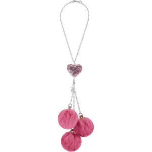 KAL-Ornements De Voiture À Suspendre Roses En Forme De C?ur Boules Moelleuses Breloques En Peluche Strass Attrape Soleil Breloques De Voiture Pour Fenêtre Et Jardin - Neuf