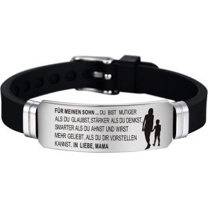 Kal-Bracelet En Silicone R&eacute;glable - Cadeau Pour Homme Et Femme - Bracelet Personnalis&eacute; Avec Citations Inspirantes Pour Mon Fils / Fille / Petite-Fille / Petit-Fils De Maman / Papa / Grand-P&egrave;re / - Neuf