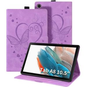Coque Pour Samsung Galaxy Tab A8 (10.5 Pouces,2021) Housse Papillon Mod&egrave;le De Cuir Pu Avec Fonction Support &Eacute;tui De Protection Tablette Pour Samsung Galaxy Tab A8 Sm-X205/Sm-X200 (Violet) - Neuf